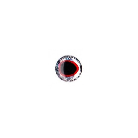 Nouveaux Yeux 3D pupille oblongue 5 mm (plaquette de 28 unités) coloris silver / rouge