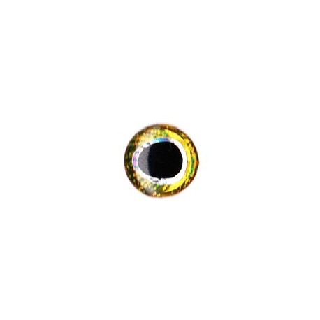 Nouveaux Yeux 3D pupille oblongue 10 mm (plaquette de 20 unités) coloris gold / silver